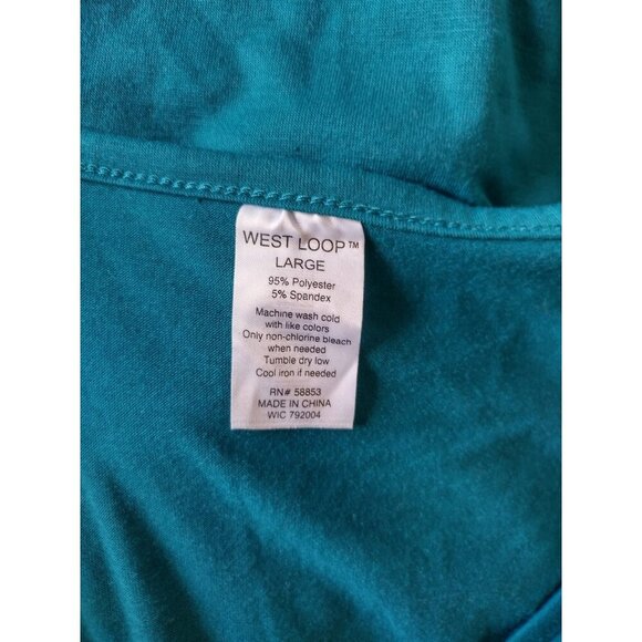 WEST LOOP Women's Teal Polyester Spandex Tie Front Wrap Dress West, NWT. - Picture 2 of 7